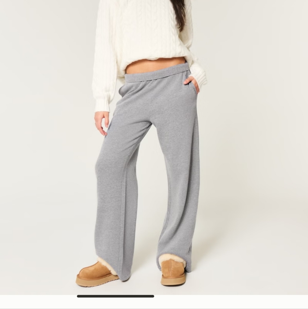 New Hollister Feel Good Fleece Wide-Leg Pants